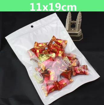 

100pcs/lot 11*19cm Clear + White Pearl Plastic Poly OPP Packing Zip Lock Retail Packages Jewelry Food PVC Plastic Bag