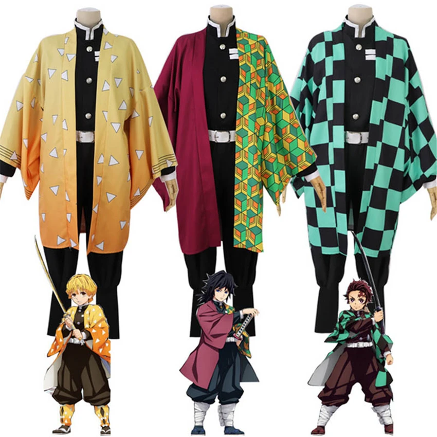 Костюм Cosroad Nezuko Tanjirou Kamado кимоно демон убийца Kimetsu No Yaiba аниме косплей парики