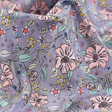 114 см шириной 16 мм розовый цветочный принт Тонкий Фиолетовый Синий Шелковый креп де шин ткань для летнего платья куртка брюки B216