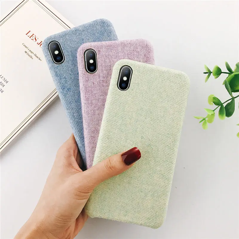 Moskado тканевая текстура чехол для iPhone 7 для iPhone 6 6s 7 8 Plus X XR XS Max плюшевые чехлы для телефонов Жесткий ПК задняя крышка