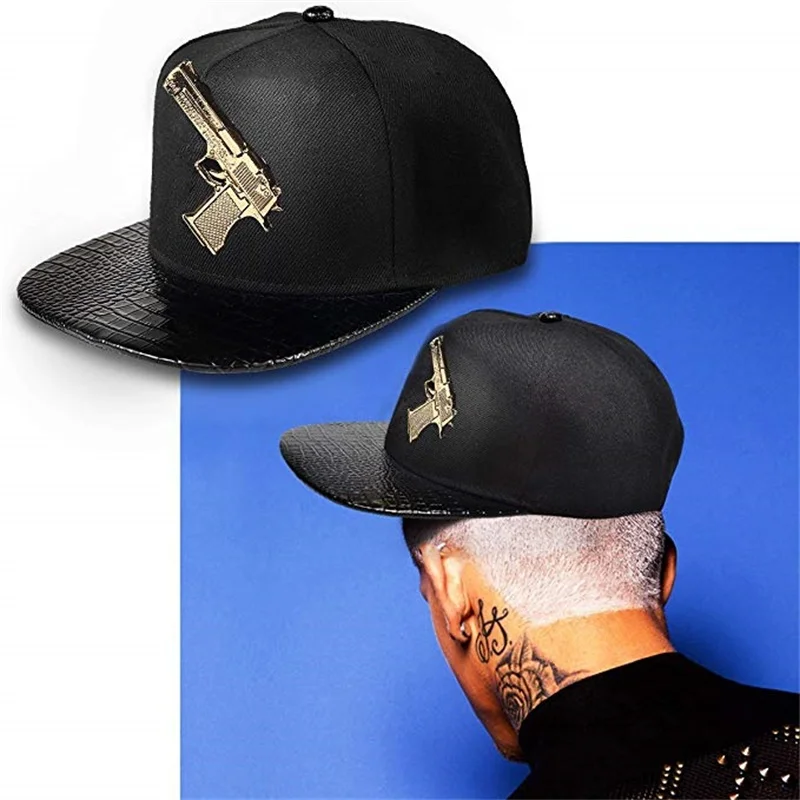 Унисекс Snapback пистолет Регулируемая одноцветная плоская Мужская бейсболка хип-хоп кепка шляпа для женщин