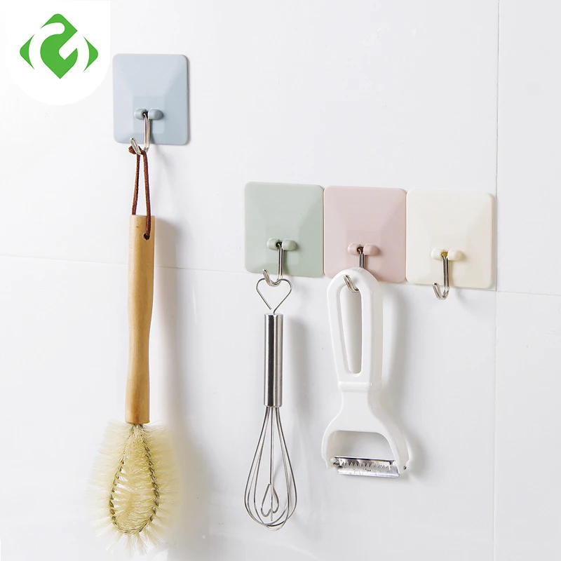 1Pc Plastic Kitchen Adhesive Hooks Shelf Hanger Organizer Racks Wall Hanging Door Bathroom Clothes Towel Rails Holder GUANYAO