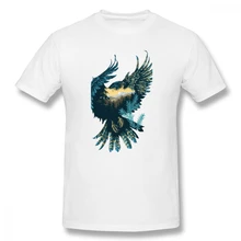 Flying Eagle print casual mens o-neck off white t shirts and fashion Men's Basic Short Sleeve T-Shirt