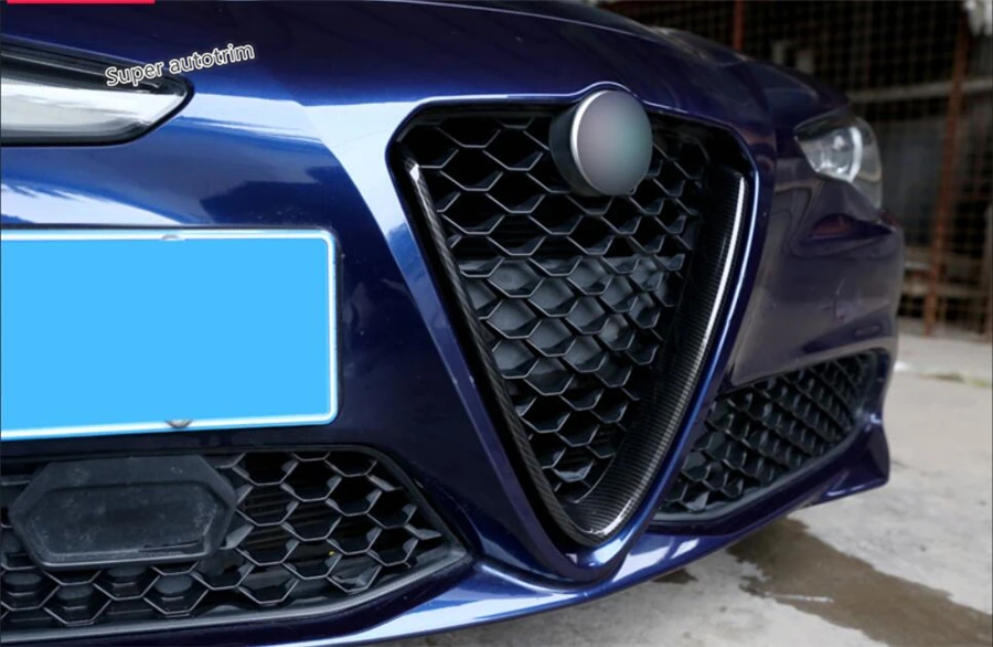 Аксессуары Lapetus внешняя Передняя решетка гриль крышка Накладка для Alfa Romeo Giulia углеродное волокно ABS