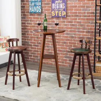 

Solid wood bar stool European bar rotating high stool chair lift bar chair retro American bar stool home