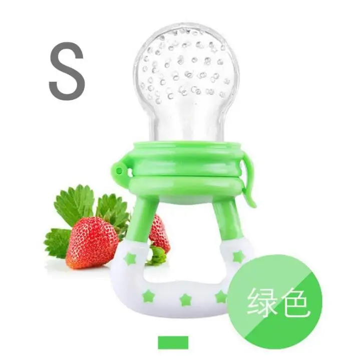 Green S Pig Handle Pacifier Feeder for Baby Food Grade Silicone PP Training Nipple Milk Fresh Fruit Nibbler Teat Pacifier Bottles - Цвет: Green S