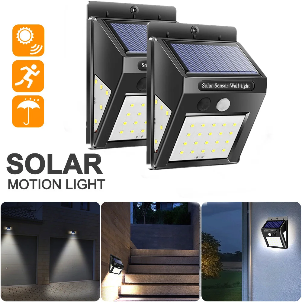 

2PCS Waterproof 30 LED Solar Light Outdoor Solar Lamp PIR Motion Sensor Wall Light Solar Powered Sunlight for Garden Pathway