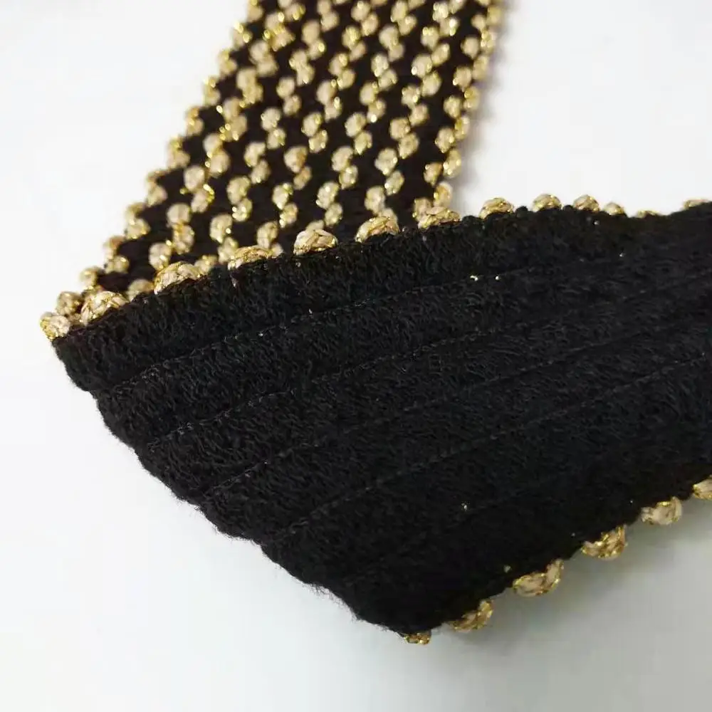 Microelastic Webbing Black Gold 6cm Wide Sewing Lace 1 Yards Saudi Arabia Haberdashery Elastic Soft Waistband Materials