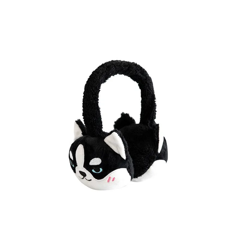 dog black Плюшевые Мультяшные Мягкие Зимние Животные Шиба ину собаки кошки прекрасные моделирования Наушники дети мода Звукоизолированные ухо покрытие теплее - Цвет: dog black
