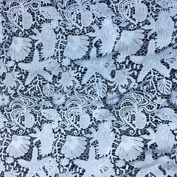 

1Y/lot blue watersoloble ocean animal pattern mesh fabric women dress DIY craft material