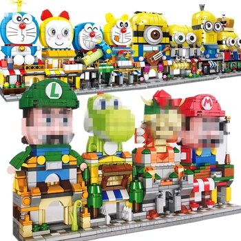 

Street View City Super Bros Doraemons Shop Store Architecture Building Blocks Sets Bricks Kids Kits Movie Animation Game