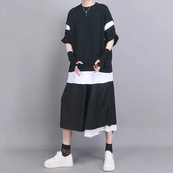 

XUXI 2020 Summer New Wide-leg Pants Women's Loose Casual Size Slim 9-point Pants Skirt Wide-leg Pants FZ1442
