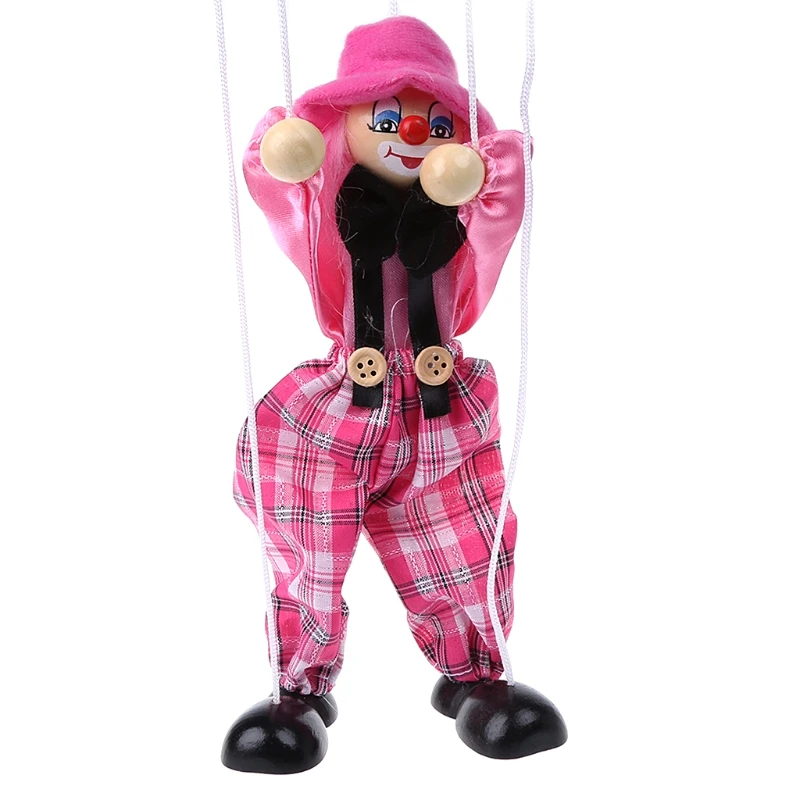 Pull String кукольный клоун деревянная игрушка марионетта шарнирная кукла для активного отдыха винтажная детская Y4QA