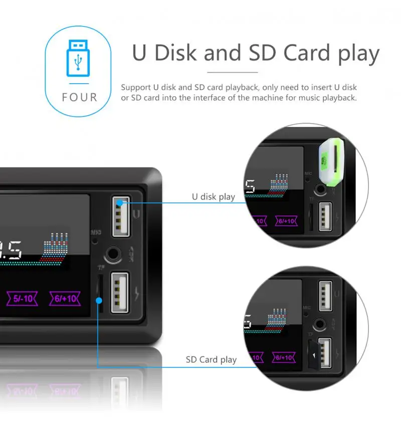 1 DIN In-Dash автомобильный стерео Bluetooth fm-радио MP3-плеер USB/AUX 12V lcd VA сенсорные кнопки Автомагнитола