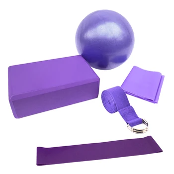 

5pcs/set Yoga Ball Set Include Yoga Ball Yoga Blocks Stretching Strap Resistance Loop Band Exercise Yoga Equipment Set