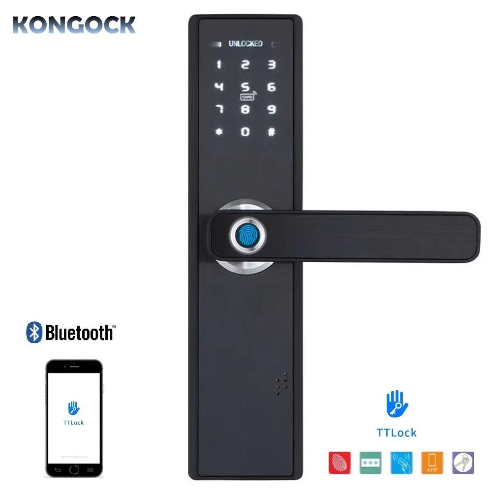 Bluetooth APP smart keyless Fingerprint door lock, electronic password card & key access for home and hotel and apartment etc