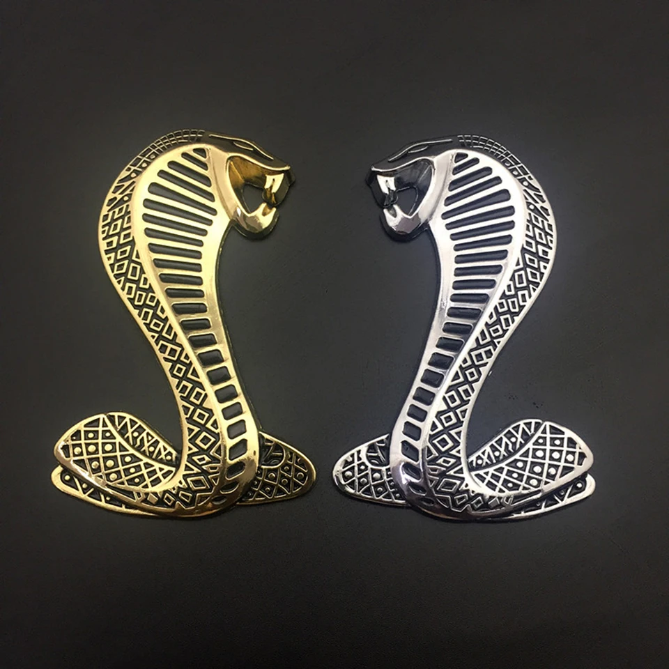 3D Metallo Cobra Serpente Cobra 3D Emblema Adesivo Metallo Auto Shelby Mustang Oro, Argento Gt Myct-54
