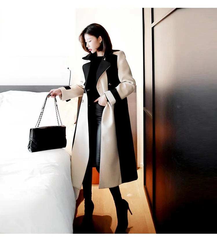 Модное шерстяное пальто женское новое осенне-зимнее двубортное тонкое шерстяное пальто женские пальто Корейская стильная ветровка