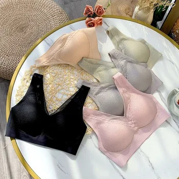 

2020 Sexy Lingerie Women's Bras Lace Gather Wire Free Brassiere Girl Bralette Female Plus Big Size Push Up Bra Underwear