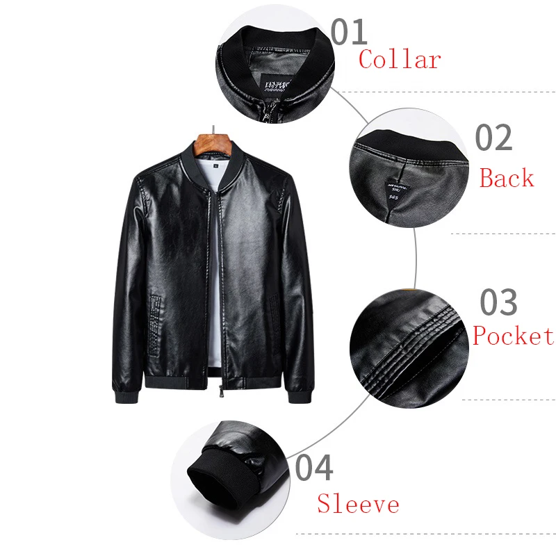 Мужская кожаная куртка, дизайнерское пальто со стоячим воротником, мужское повседневное мотоциклетное кожаное пальто, мужские Байкерские Куртки из искусственной кожи, ветровка, пальто 8XL