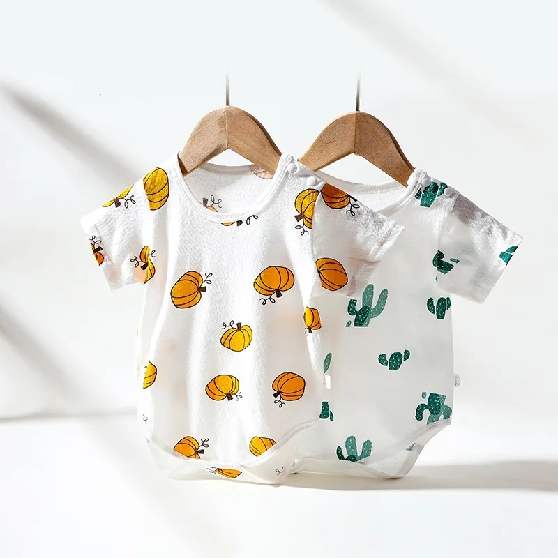 

Baby Romper Set Baby Girl Boy Summer Clothes Unicorn Clothing Soft Light Cute Pattern Newborn Baby Cotton Triangle Robe Suits