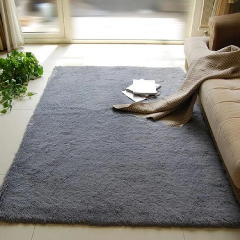 Утолщенный моющийся Шелковый нескользящий ковер журнальный столик для гостиной одеяло прикроватный коврик для спальни коврики для йоги однотонный плюшевый ковер