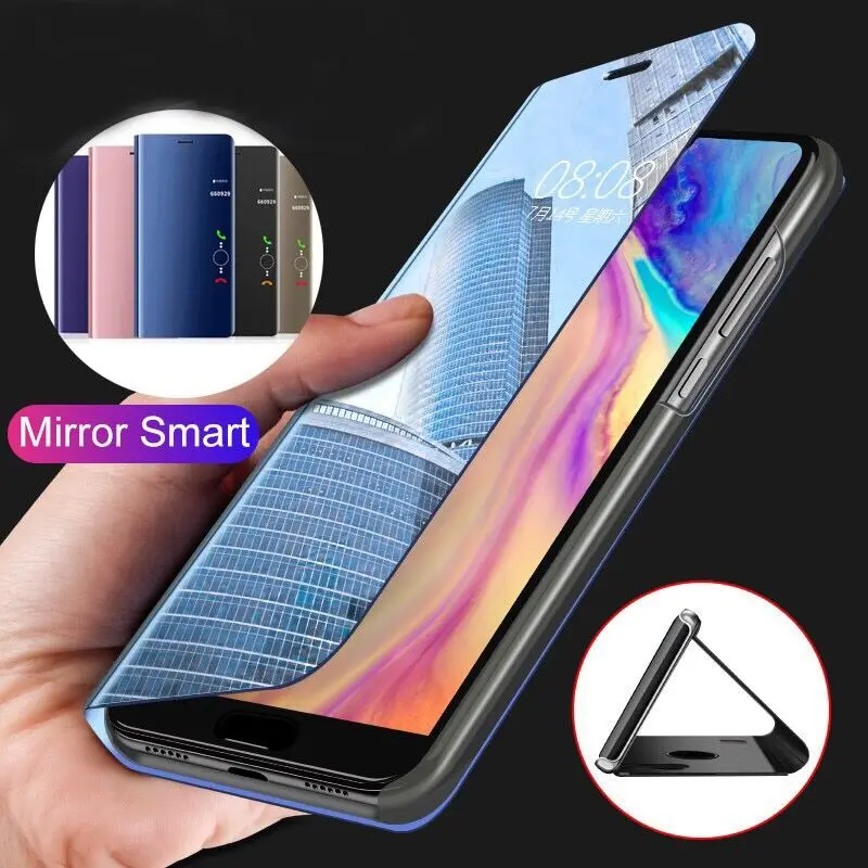 Чехол для Samsung Galaxy S20 S10 S9 Plus чехол зеркальный смарт вид искусственная кожа флип S10E