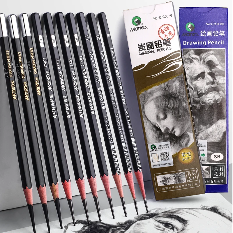 Marie's 12 Pcs Sketching Drawing Pencils with Box Set for Artists Students Kids  Art Supplies School Stationery - AliExpress