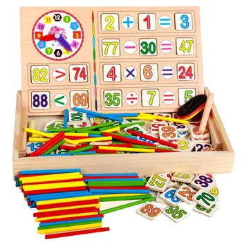 

Kids Maths Teaching Box Set Children Wooden Number Counting Math Toy Baby Mathematics Sticker Calculate Game Toy Education Block