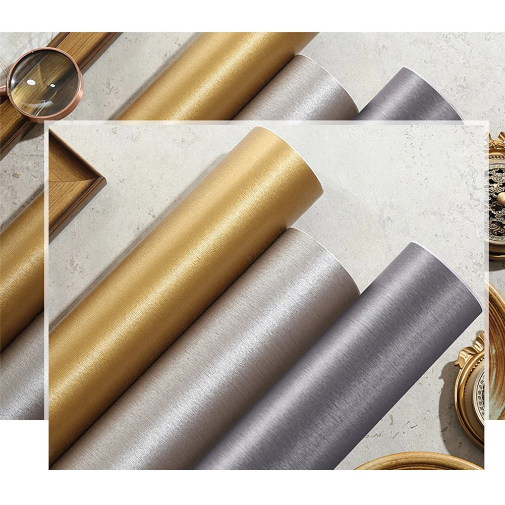 3M Metal Effect Wallpaper Self Adhesive Silver Brushed Gold Waterproof