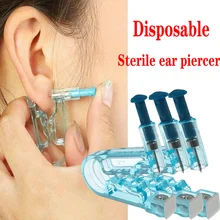1 pçs descartável estéril orelha piercer prego indolor rápida orelha nariz piercing ferramenta puncture gun kit sem inflamação