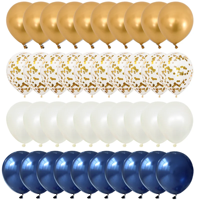 40pcs set1 40 шт. 10 дюймов металлические золотисто-белые жемчужные шары для вечеринки в честь Дня рождения или свадьбы темно-синий золотой воздушный шар "Конфетти" Декор для детей - Цвет: 40pcs set1
