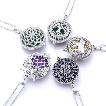 

Aromatherapy Necklaces Retro Lockets Pendant Wholesale Perfume Aroma Essential Oils Diffuser Pendant Necklace Butterfly Necklace