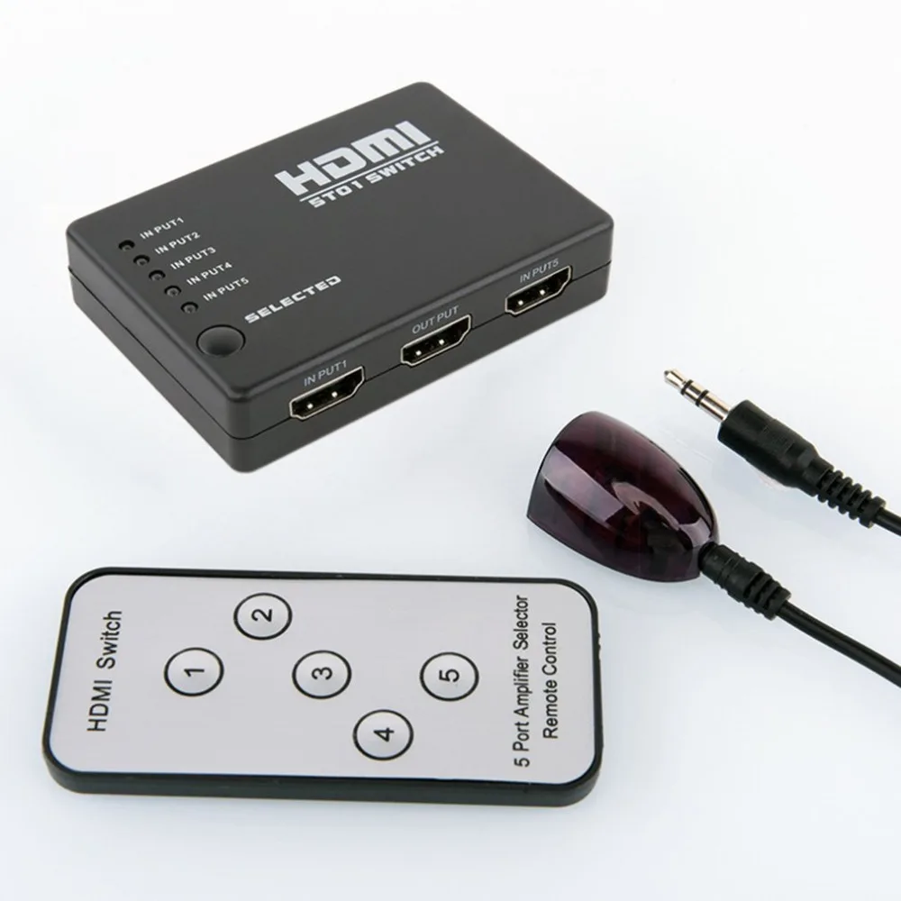 Набор Мини 5 портов 1080P видео Hdmi Коммутатор Hdmi сплиттер с ИК пультом дистанционного разветвителя коробка для Hdtv Ps3 Dvd