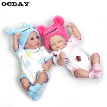 

OCDAY Full Body Soft Silicone Reborn Baby Dolls 10 Inch Lifelike Open Eyes Dolls Realistic Reborn Babies Boy Toys Birthday Gift