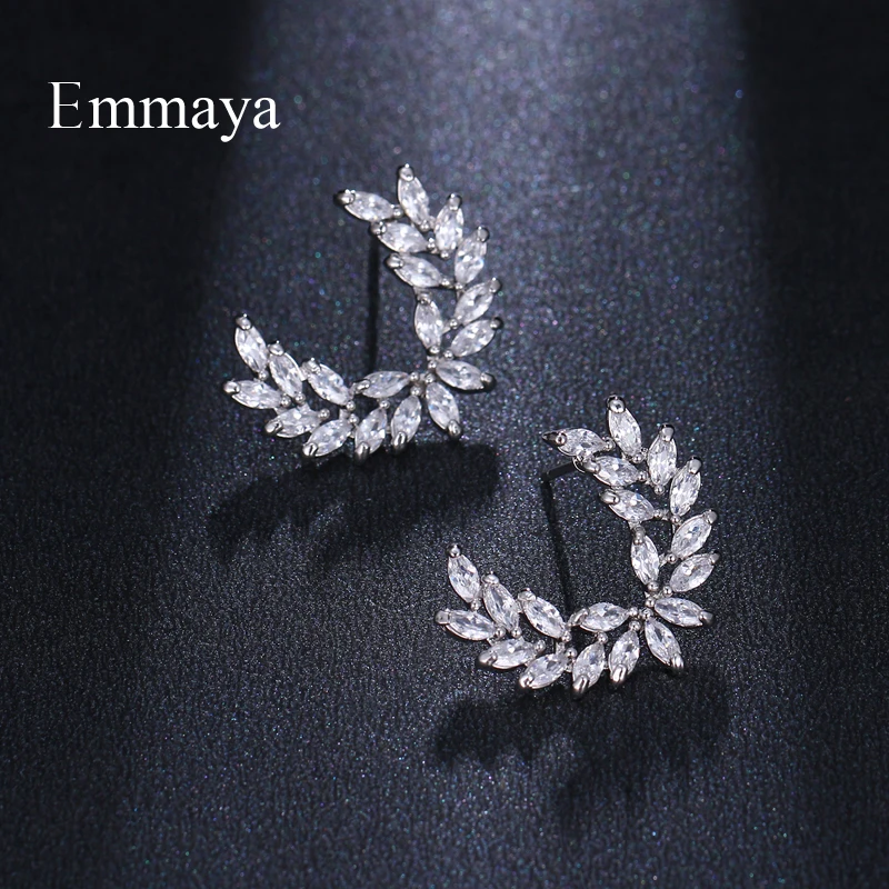 Роскошь emmaya абсолютно новое модное, в форме оливы форма AAA+ кубический циркон серьги-гвоздики филиал Кристальные серьги для женщин вечерние подарок