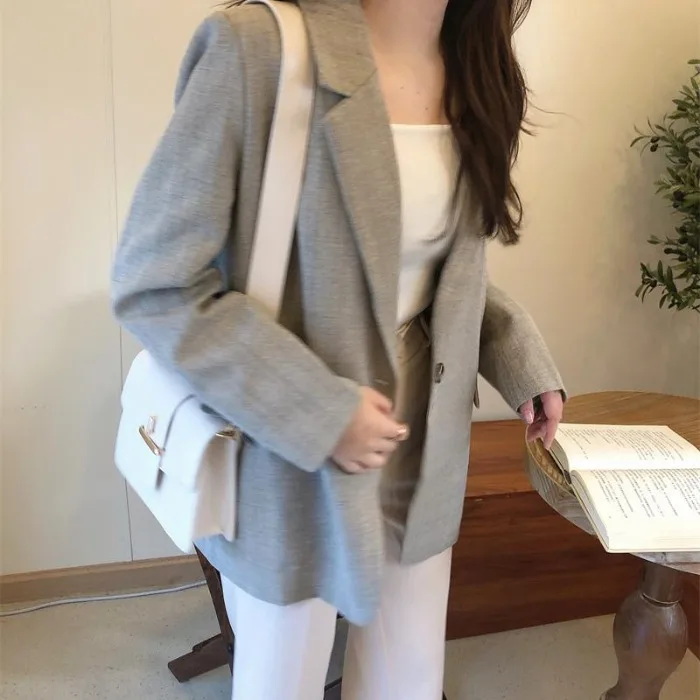 

2019 Autumn New Style Casual Solid Color Versatile Elegant Loose-Fit Slimming Small Suit Coat Blouses