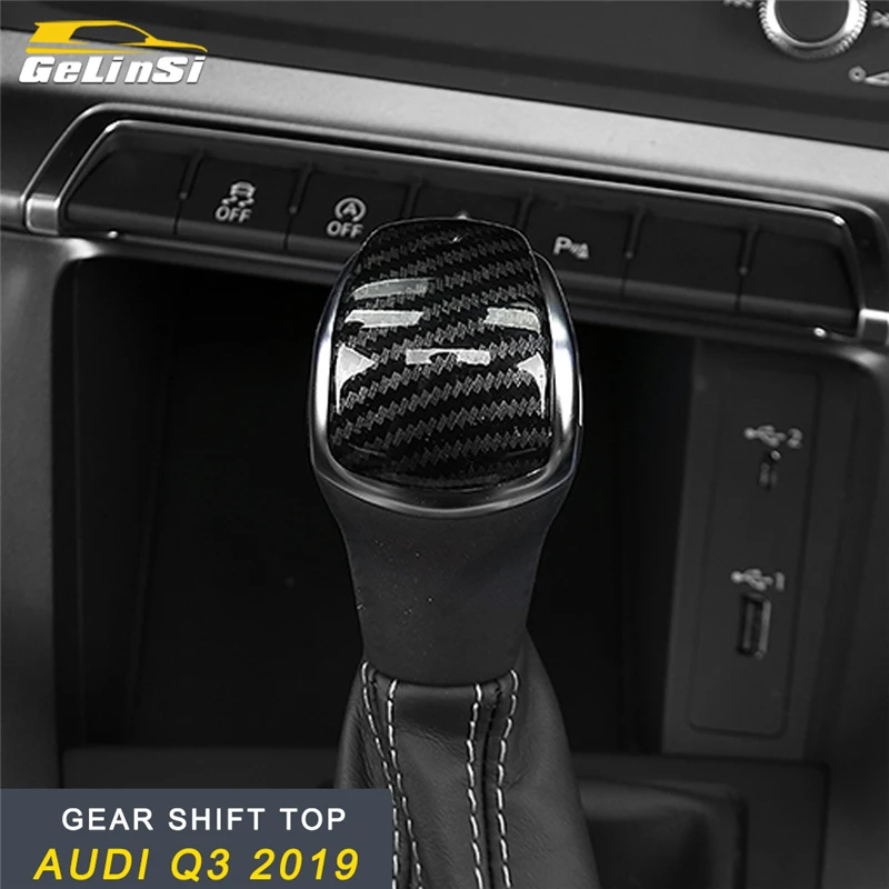 

GELINSI Car Styling Gear Shift Head Top ABS Carbon Fiber Cover Frame Trim Sticker Interior Accessories for Audi Q3 F3 2019