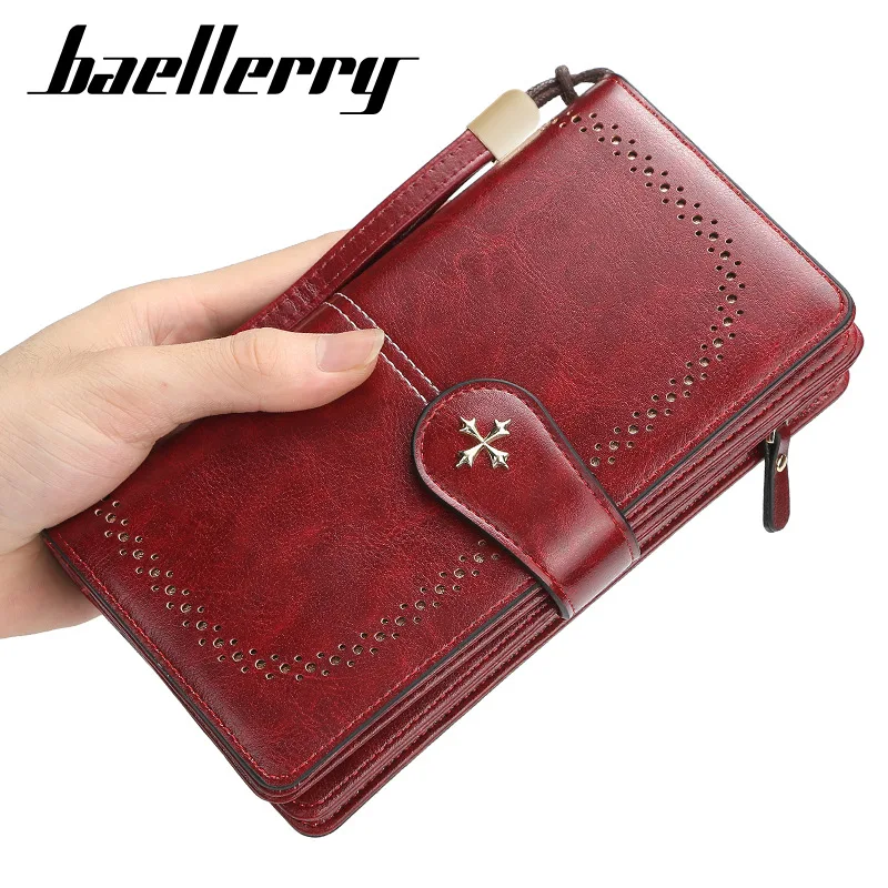2022 New Large Women Wallets Hollow Out Long Wallet Fashion Top Quality PU  Leather Card Holder Wallet For Women