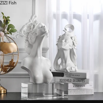 

Character Statue Resin Portraits Statuette Ornaments Girly Room Decoration Desk Decorative Imitation Gypsum Sculpture Home Decor