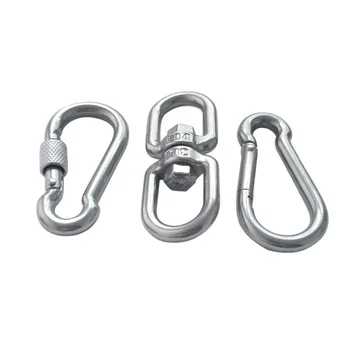 

3PCS M6 Stainless Steel Double Ended Swivel Eye Hooks and Safety Carabiners Spring Snaps Hooks Swivel Shackle Ring Connectors