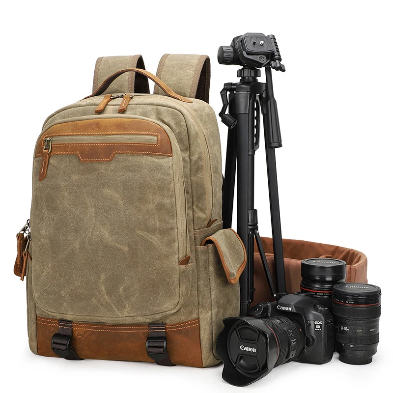 

Trendy Photography Package Wear Resistant Canvas men women DSLR Camera Bag Multi-layer Large Capacity Kit Lens Pouch Tripod bag