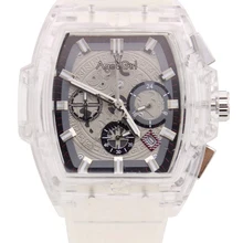 Роскошные брендовые новые мужские хронограф с секундомером часы белый черный синий пластик сталь стекло Прозрачный Гент Unico Дата спортивные часы