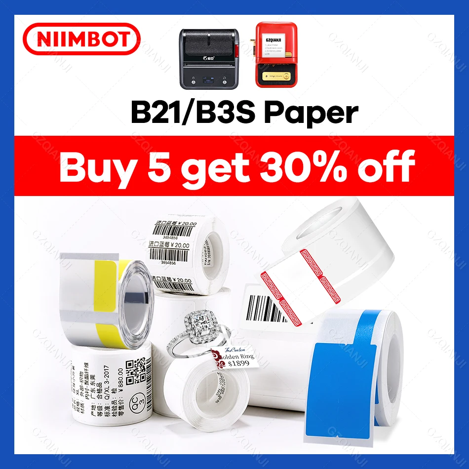 Niimbot B21 B3S Sticker Thermal Label Printer Paper Roll