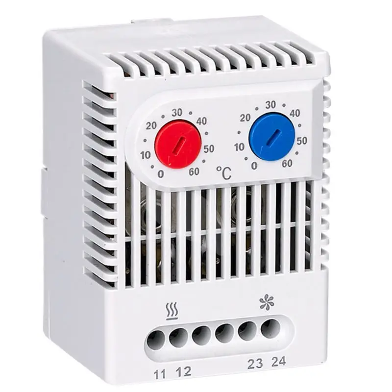 

Small compact adjustable temperature controller ZR011 dual thermostat connecting heater fan for cabinet ZR 011