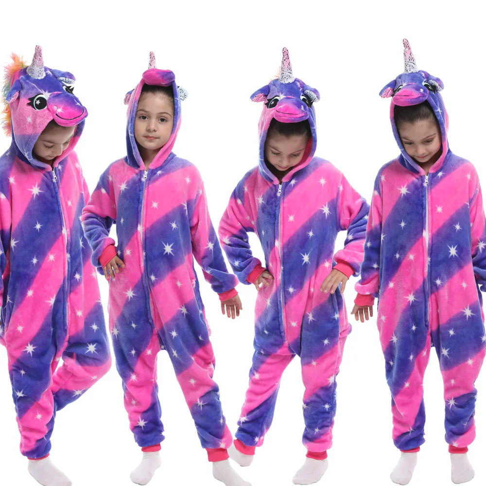 Panda Leopard Unicorn Pajamas One Piece Hooded Onesie for Kids Baby Sleepwear Homewear Children Pyjamas Kigurumi Pajama |