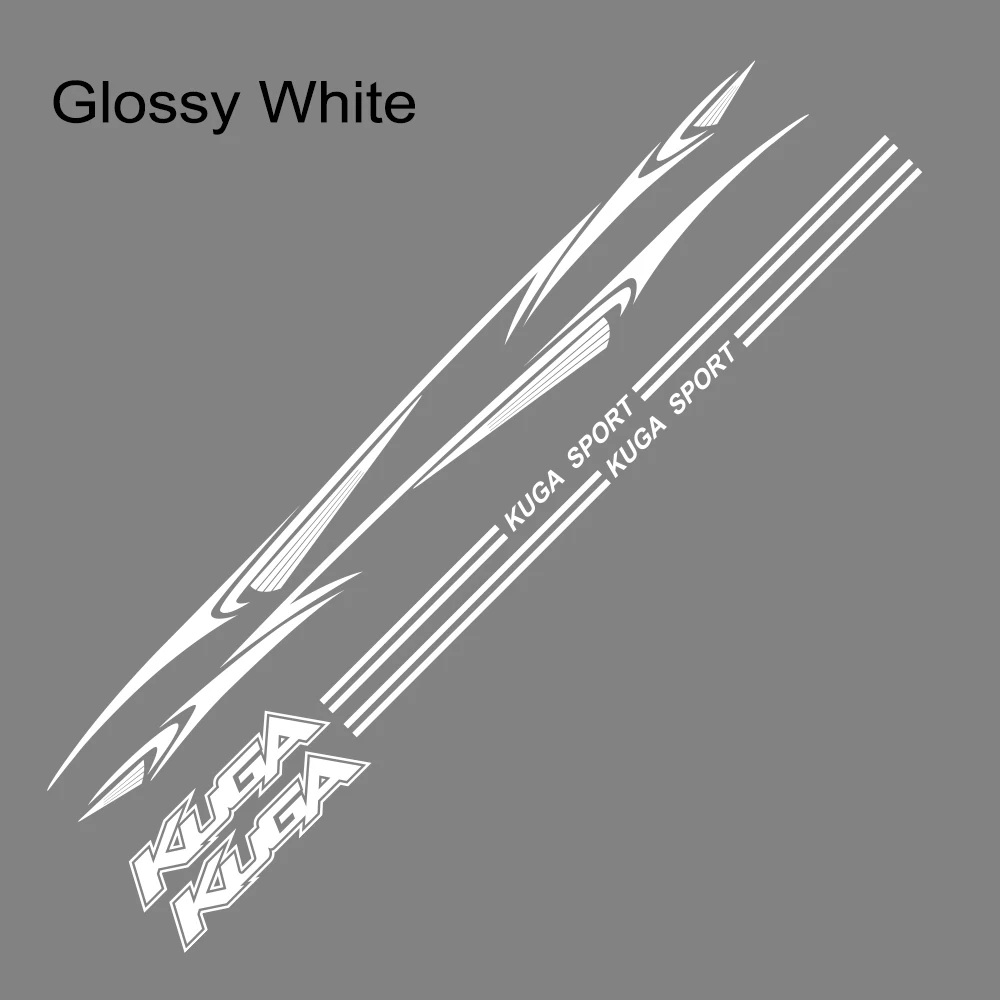 Glossy White 2 шт. виниловая пленка наклейки для автомобиля для Ford Kuga Светоотражающие стильные Авто длинные полосы наклейки для стайлинга автомобилей Аксессуары для тюнинга автомобиля - Название цвета: Glossy White