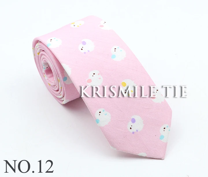 Neue männer Cartoon Print Krawatte Für Männer Frauen Dünne Bunte Baumwolle Krawatte Ente Bär Banane Früchte 6CM Schmale lustige Cravate Geschenk – Detail 15