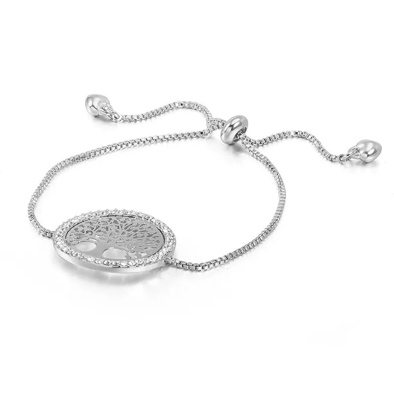 Новинка, pulseira mujer moda, прозрачный кристалл, Золотой шарм, браслеты, браслеты для женщин, дерево жизни, регулируемый браслет, ювелирное изделие, подарок