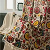 Bohemian Sunflower Cotton Linen Curtains with Tassels for Living Room Bedroom Kitchen Balcony Room Floral Window Blinds Factory 5